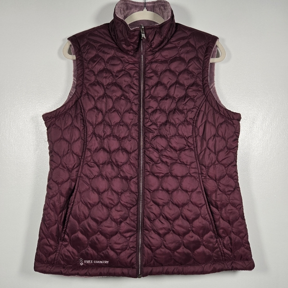 Free Country Jackets & Blazers - Free Country Purple Reversible Fleece Quilted Puffler Zip Front Vest Size Large